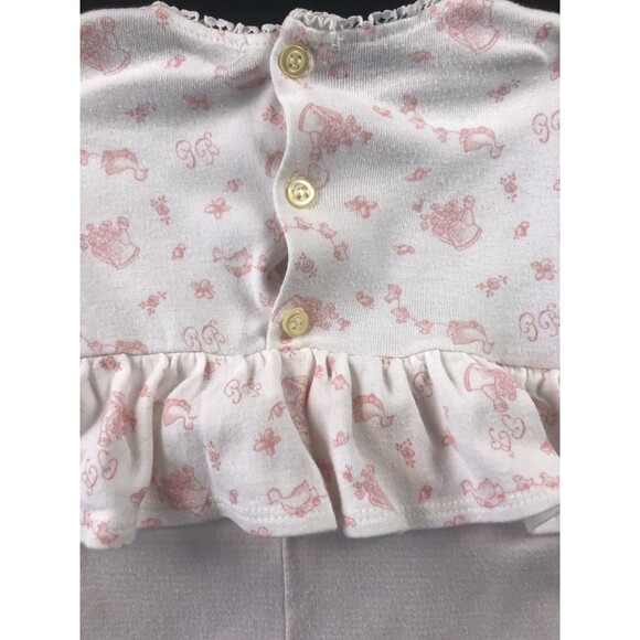 Vintage Petit Bateau Romper Duck Flowers Bodysuit Baby Girl 6 Months White Pink - Picture 10 of 13
